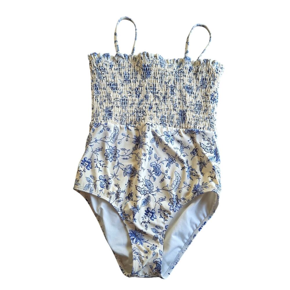 Janie & Jack Floral Smocked One-Piece Swimsuit Size: 16